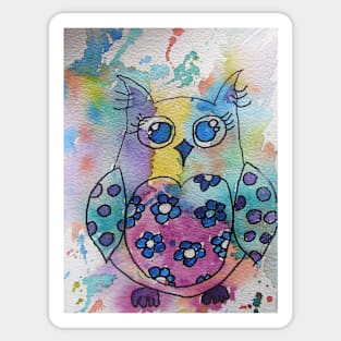 Owl Watercolor Painting Sticker